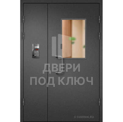Подъездная дверь со стеклом и домофоном ДПК-13716